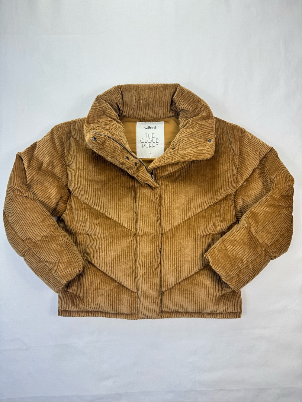 Aritzia Wilfred THE CLOUD PUFF Corduroy 700 Down Womens Jacket Size Small